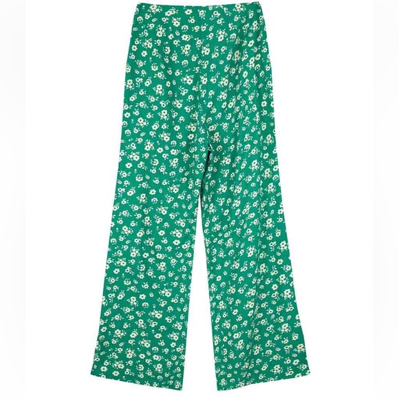 Green Floral sustainable Wide Leg Pants w/pockets Joanie Clothing US Size 10 - Picture 4 of 4